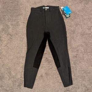 NWT Vintage EquiWear Women's Leather Seat Breeches Black Riding Pants - 30